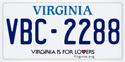 VA license plate VBC2288