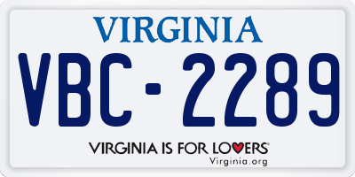 VA license plate VBC2289