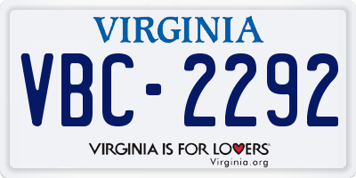 VA license plate VBC2292