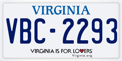 VA license plate VBC2293