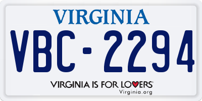 VA license plate VBC2294