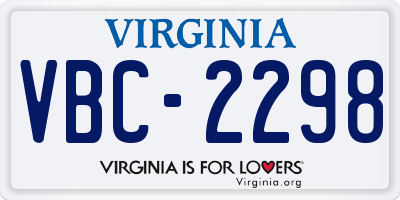 VA license plate VBC2298