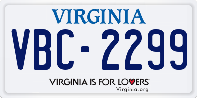 VA license plate VBC2299