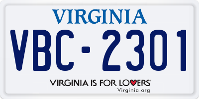 VA license plate VBC2301