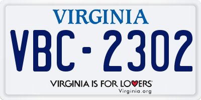 VA license plate VBC2302