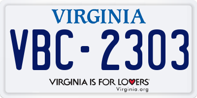 VA license plate VBC2303