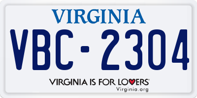 VA license plate VBC2304