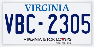VA license plate VBC2305