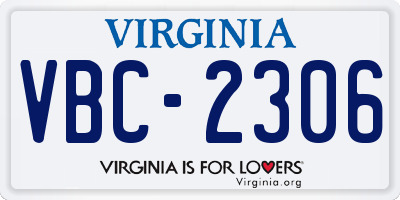 VA license plate VBC2306