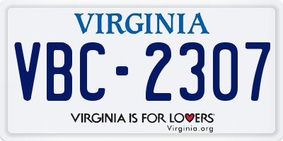 VA license plate VBC2307