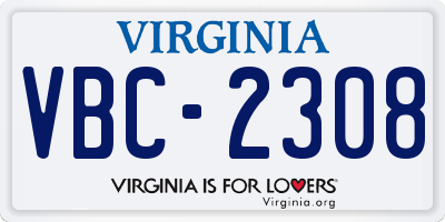 VA license plate VBC2308