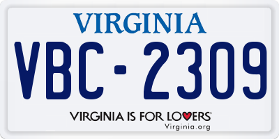 VA license plate VBC2309