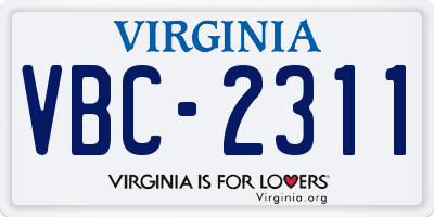 VA license plate VBC2311
