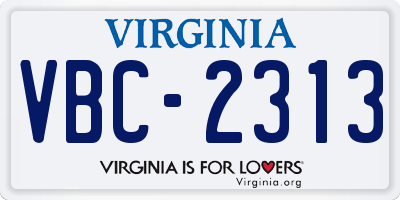 VA license plate VBC2313