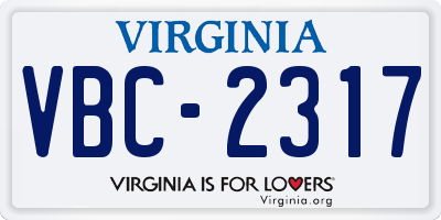 VA license plate VBC2317