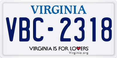 VA license plate VBC2318