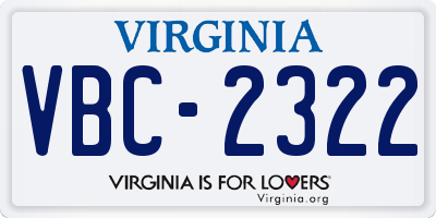 VA license plate VBC2322