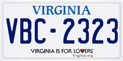 VA license plate VBC2323