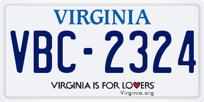 VA license plate VBC2324