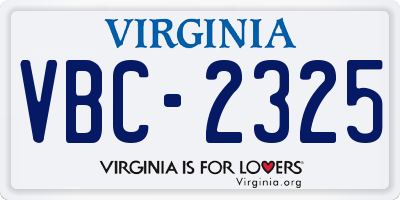 VA license plate VBC2325