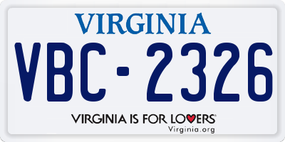 VA license plate VBC2326