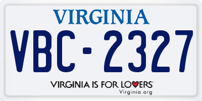 VA license plate VBC2327