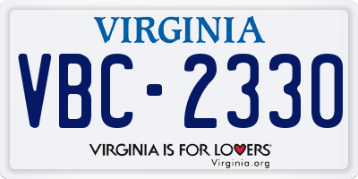 VA license plate VBC2330