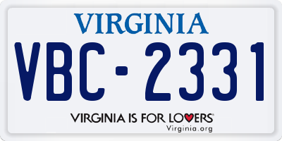 VA license plate VBC2331