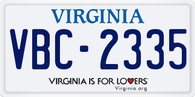 VA license plate VBC2335