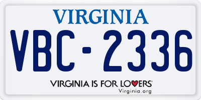 VA license plate VBC2336
