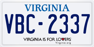 VA license plate VBC2337