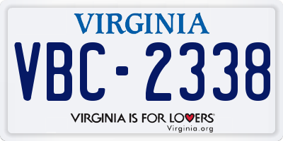 VA license plate VBC2338