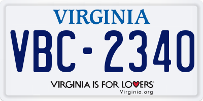 VA license plate VBC2340