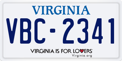 VA license plate VBC2341