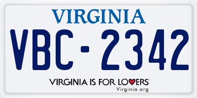 VA license plate VBC2342