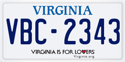 VA license plate VBC2343
