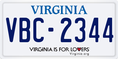VA license plate VBC2344