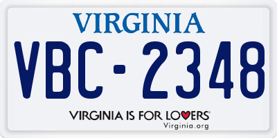 VA license plate VBC2348