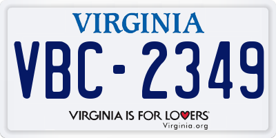 VA license plate VBC2349