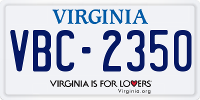 VA license plate VBC2350