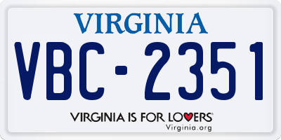 VA license plate VBC2351