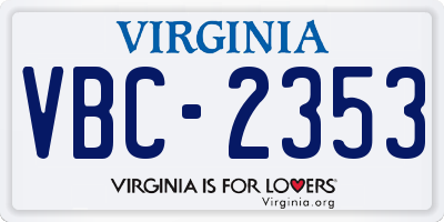 VA license plate VBC2353