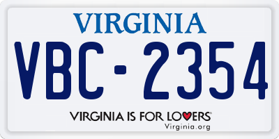 VA license plate VBC2354