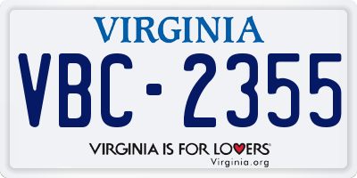 VA license plate VBC2355