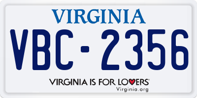VA license plate VBC2356