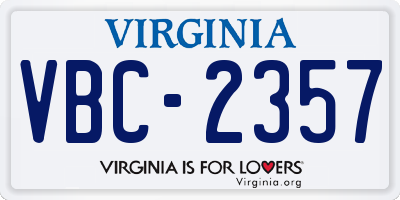 VA license plate VBC2357