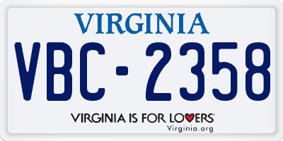 VA license plate VBC2358
