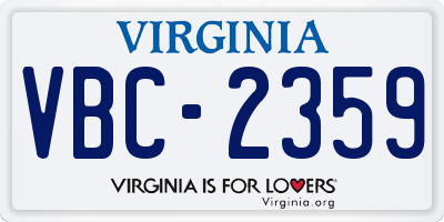 VA license plate VBC2359