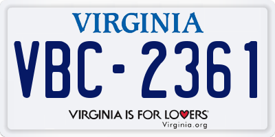 VA license plate VBC2361