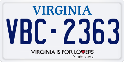 VA license plate VBC2363